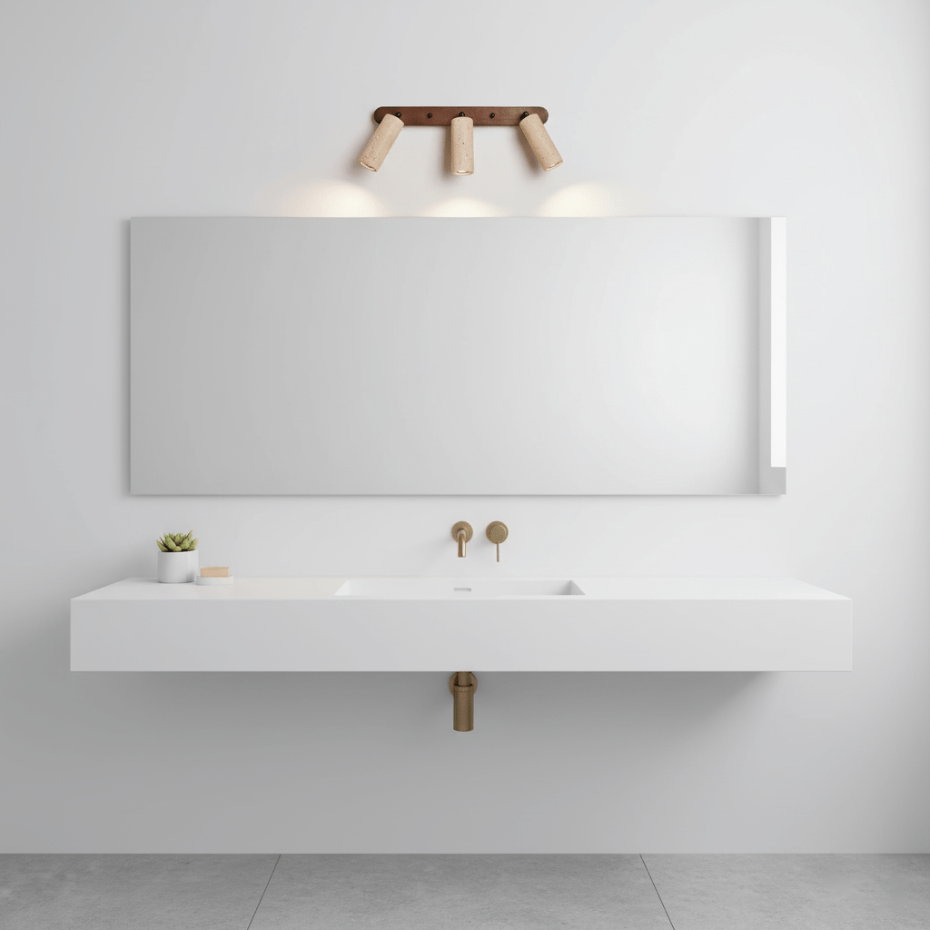 Travertine Triple Spotlight Wall Sconce in Walnut Wood