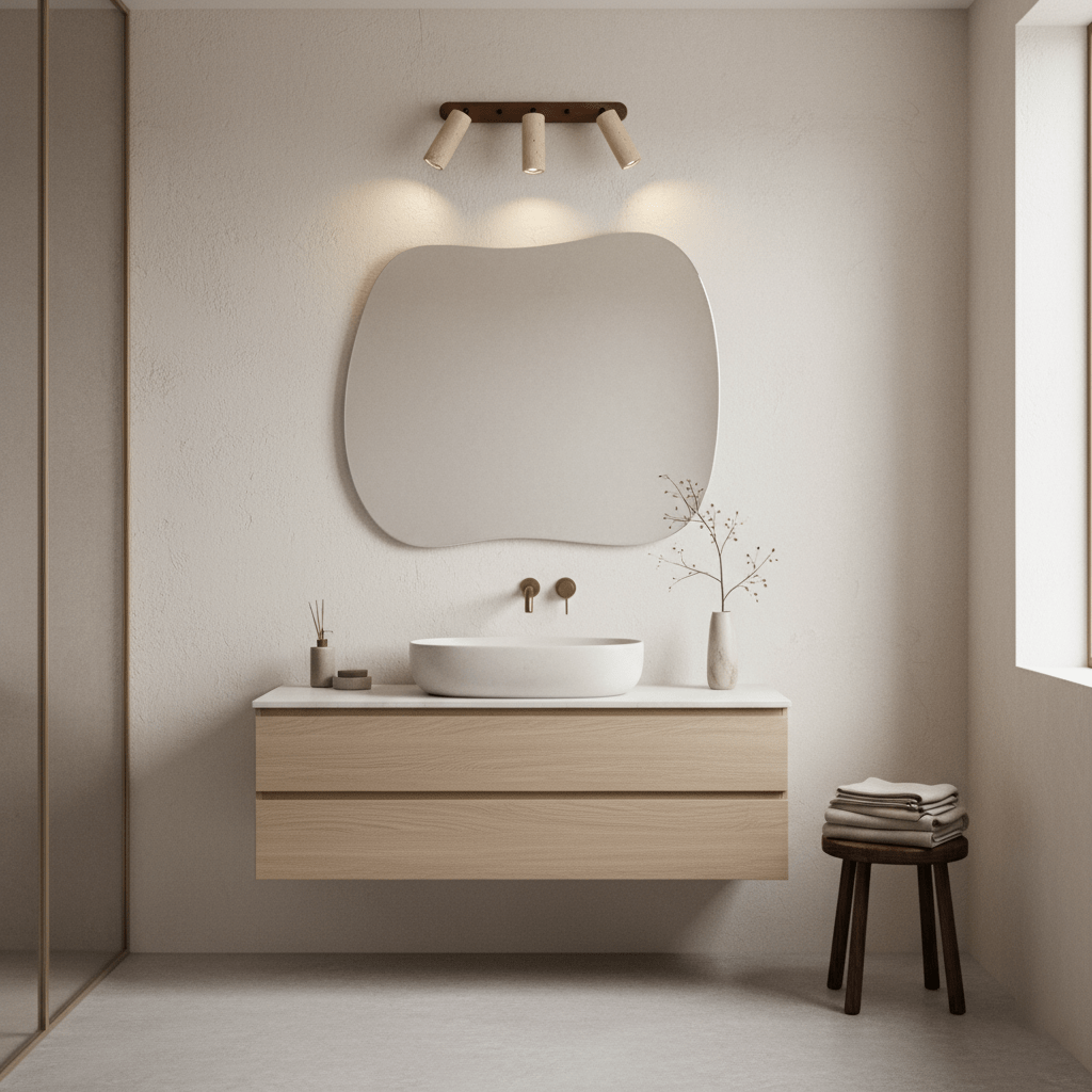 Travertine Triple Spotlight Wall Sconce in Walnut Wood