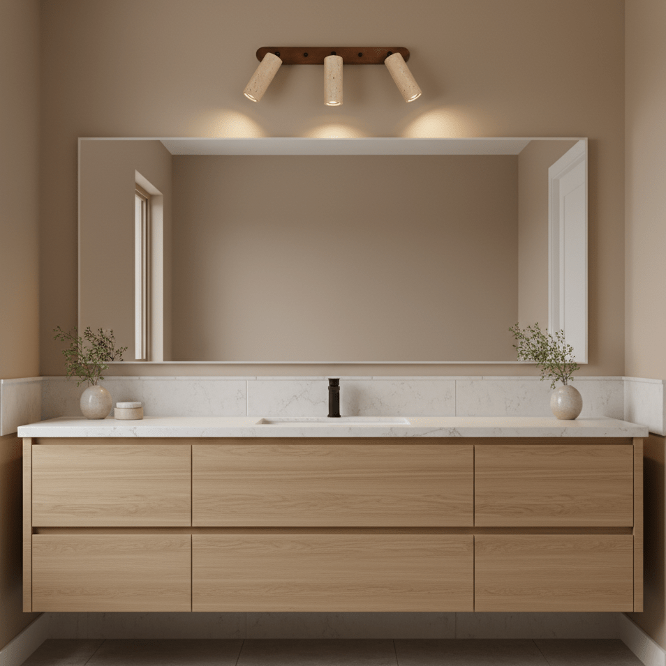 Travertine Triple Spotlight Wall Sconce in Walnut Wood