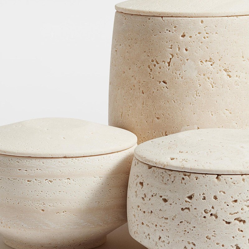 Sculptural Travertine Candle Holder for Modern Interiors