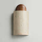 Travertine Capsule Wall Sconce in Walnut Wood – Modern Organic Lighting