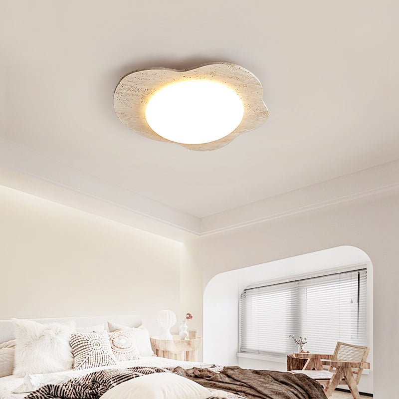 Travertine Cloud Flush Mount Ceiling Light in Natural Yellow Stone