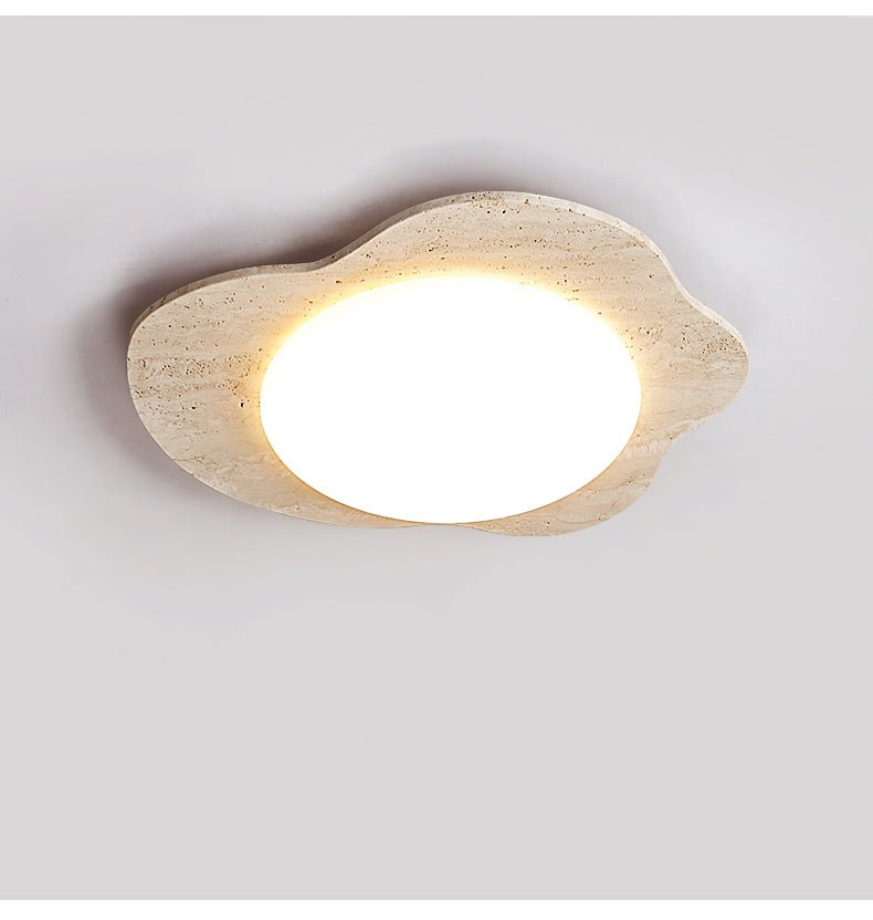 Travertine Cloud Flush Mount Ceiling Light in Natural Yellow Stone
