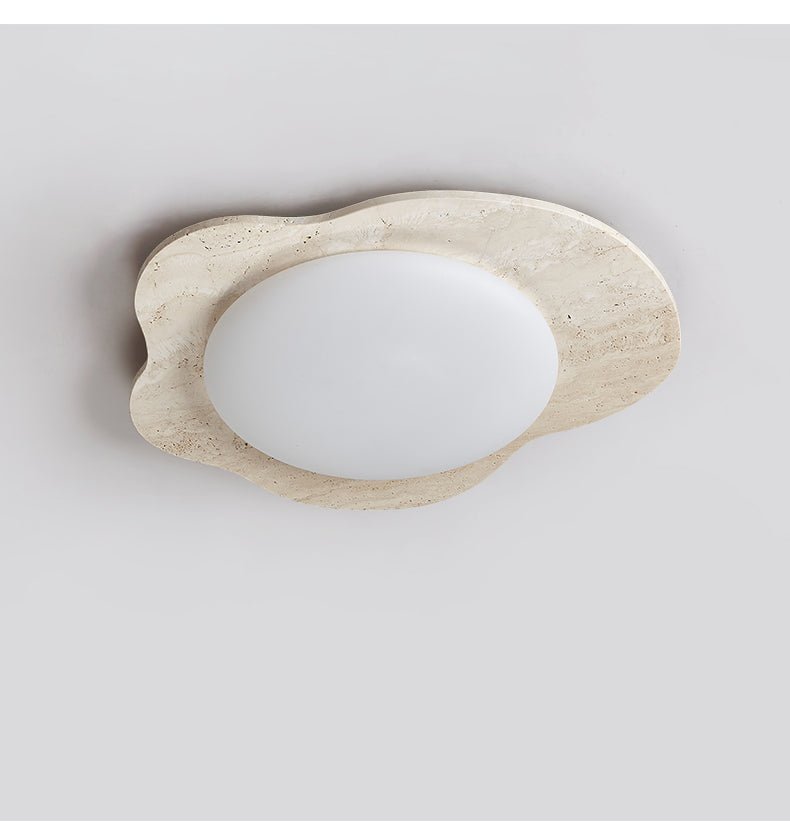 Travertine Cloud Flush Mount Ceiling Light in Natural Yellow Stone