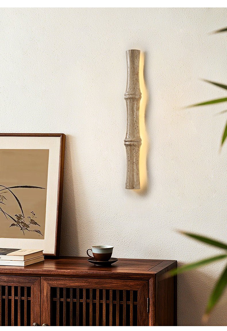 Travertine Column Glow Wall Sconce – Modern Stone LED Wall Light