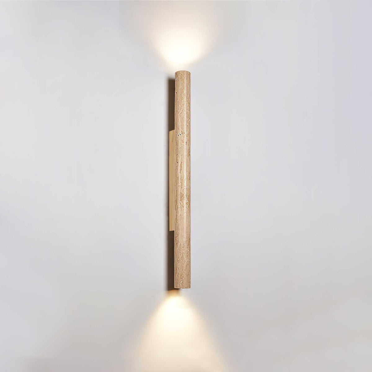 Travertine Column Wall Sconce in Yellow Travertine