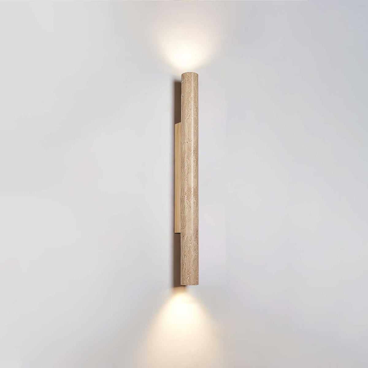 Travertine Column Wall Sconce in Yellow Travertine