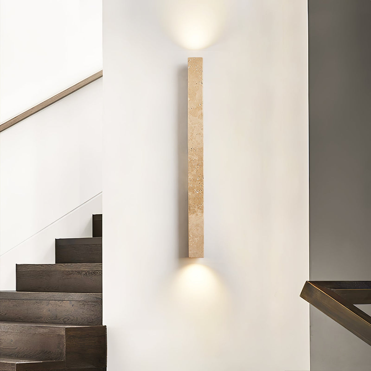 Travertine Column Wall Sconce in Yellow Travertine