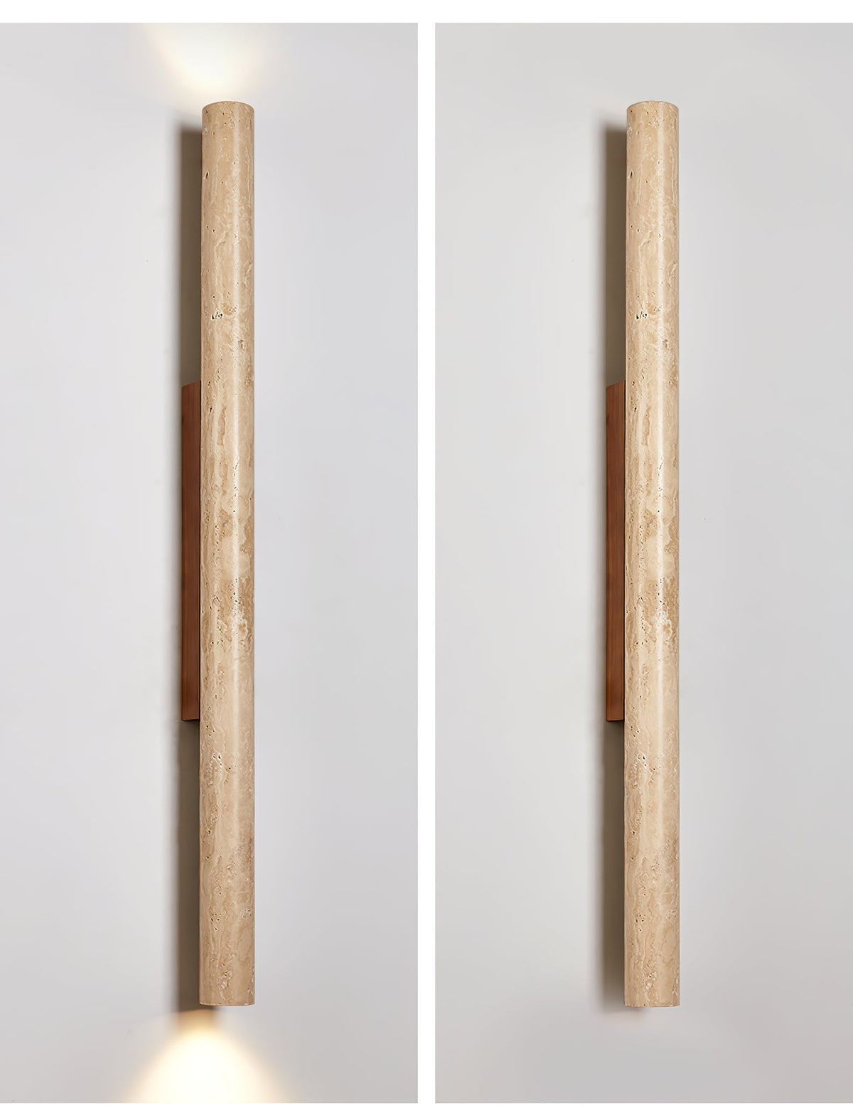Travertine Column Wall Sconce in Yellow Travertine