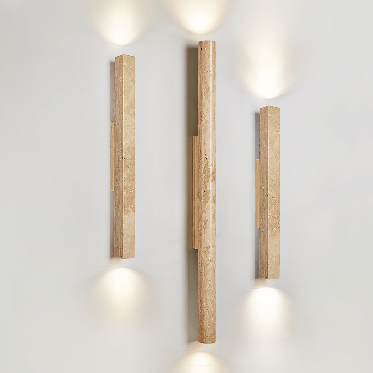 Travertine Column Wall Sconce in Yellow Travertine