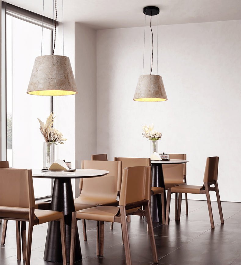 Travertine Cone Pendant Light – Natural Stone Illumination