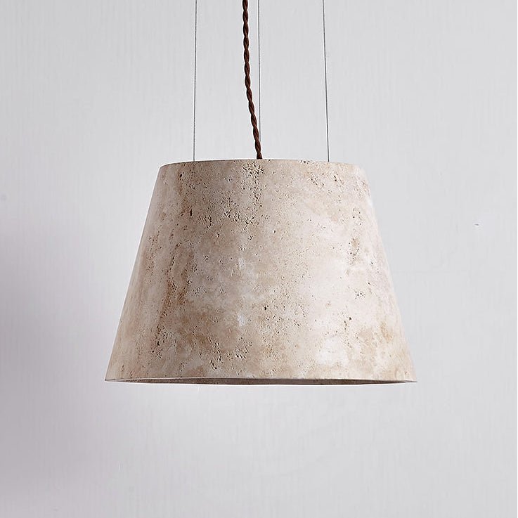 Travertine Cone Pendant Light – Natural Stone Illumination
