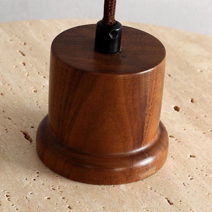 Travertine Globe Pendant Light with Wood Accent for Modern Interiors