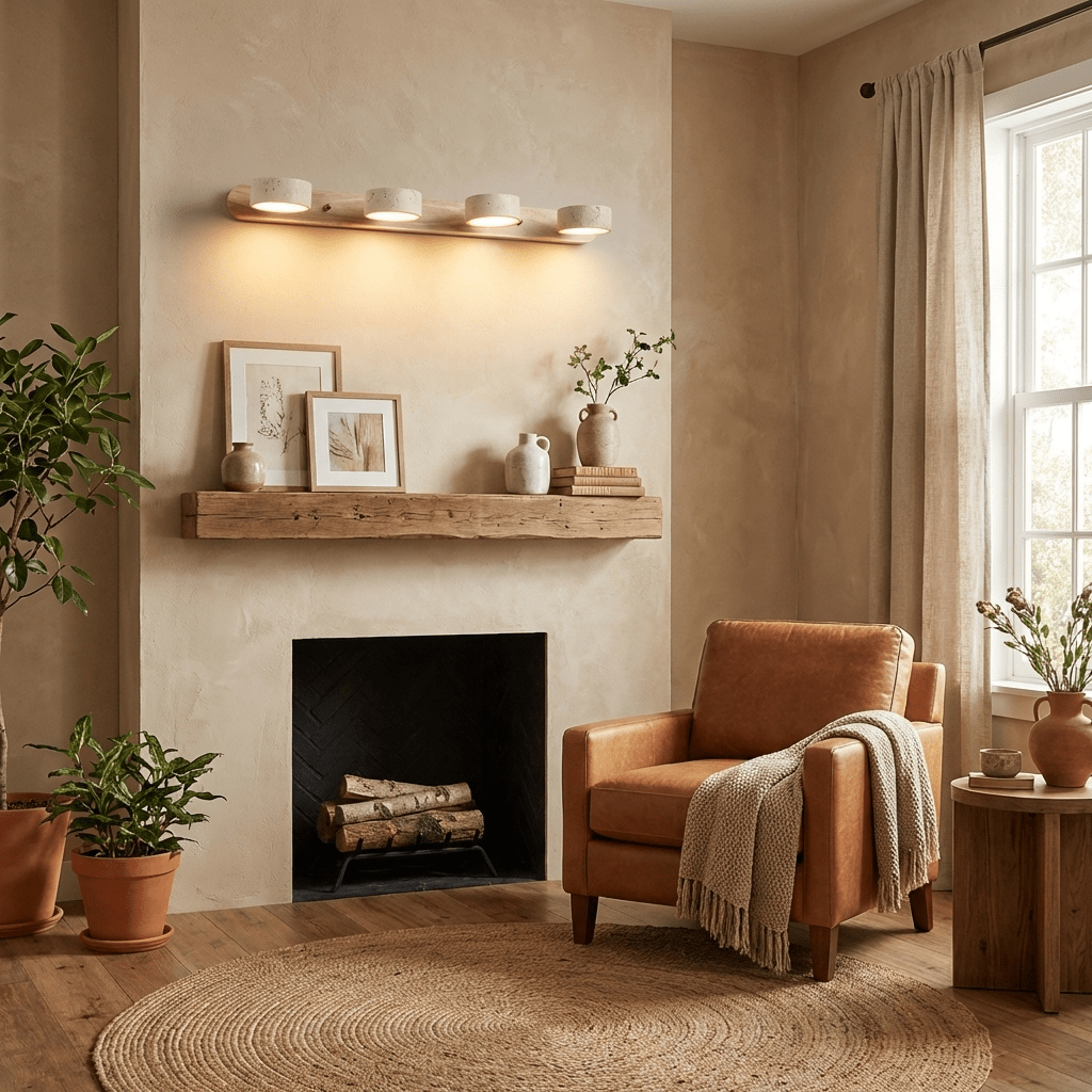 Travertine Duo Wall Sconce — Natural Stone LED Wall Light