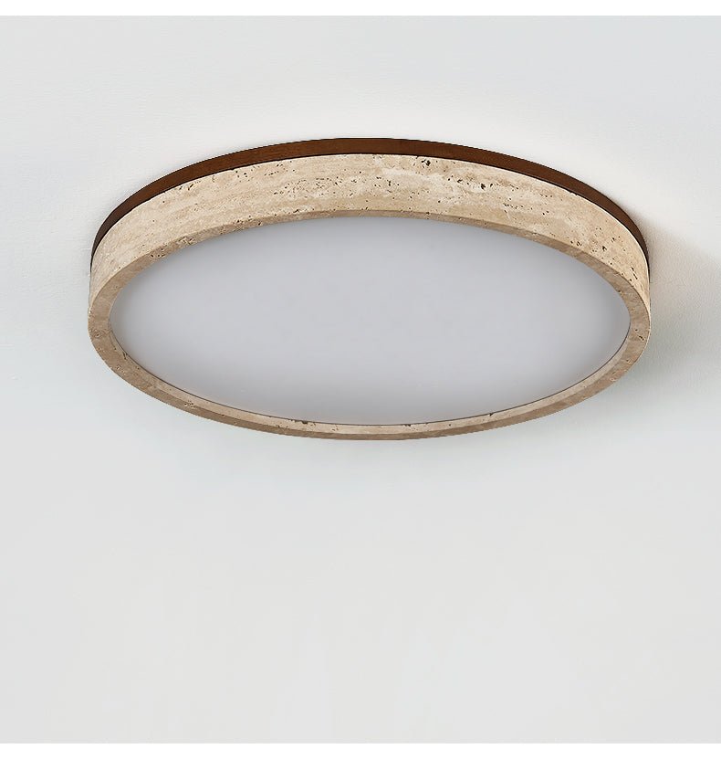 Travertine Halo Round LED Ceiling Light in Natural Stone