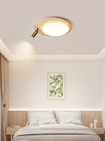 Travertine Oval Ceiling Light with Walnut Knob – Modern Natural Illumination
