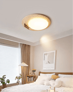 Travertine Oval Ceiling Light with Walnut Knob – Modern Natural Illumination