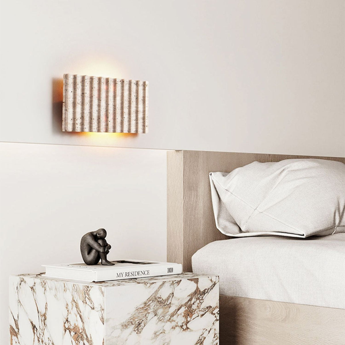 Ribbed Travertine Wall Sconce | Organic Modern Stone Lighting