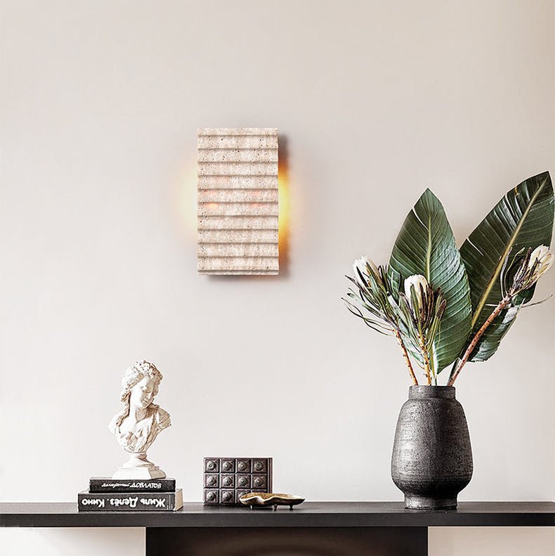 Ribbed Travertine Wall Sconce | Organic Modern Stone Lighting