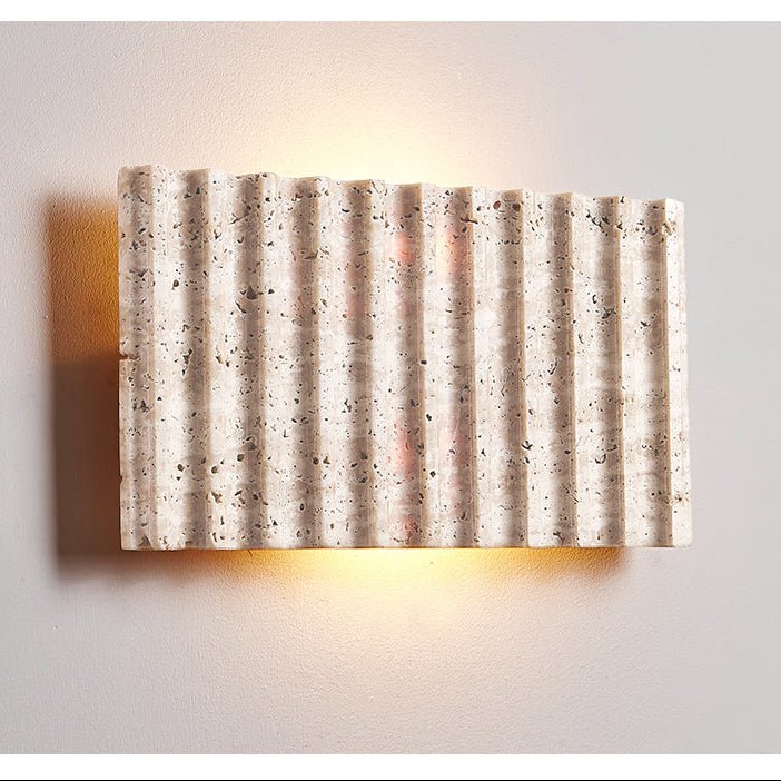 Ribbed Travertine Wall Sconce | Organic Modern Stone Lighting