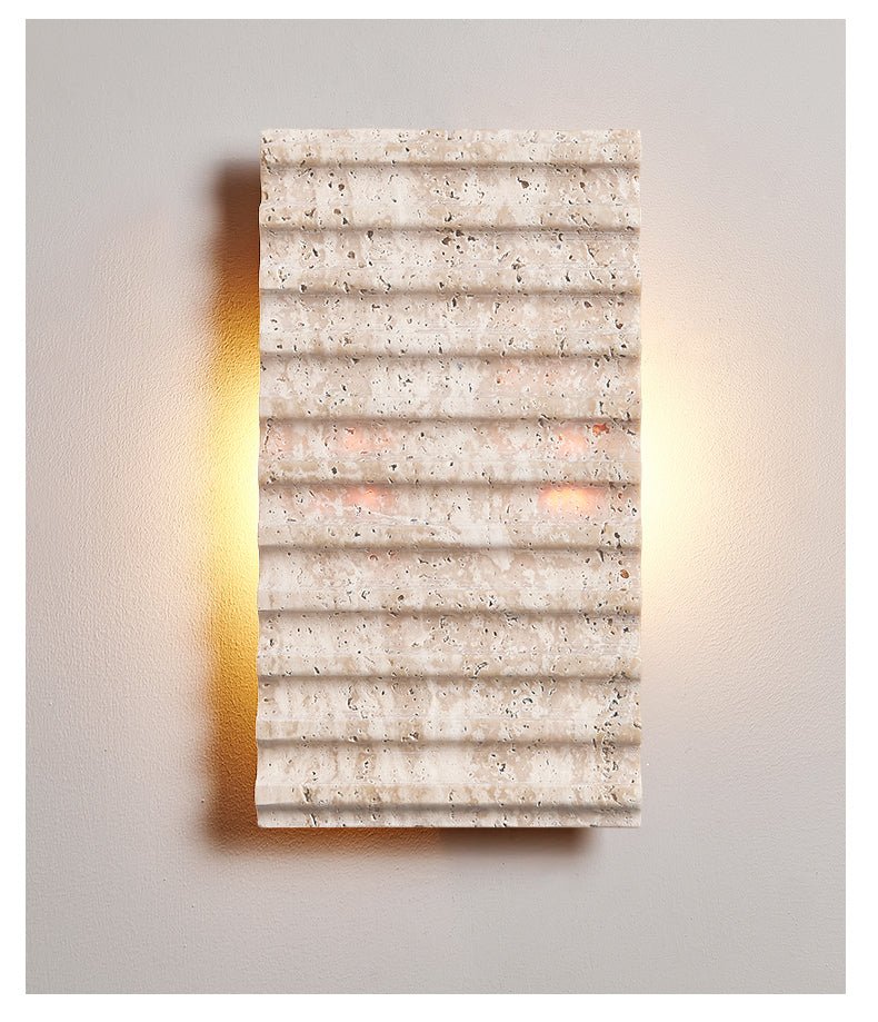 Ribbed Travertine Wall Sconce | Organic Modern Stone Lighting