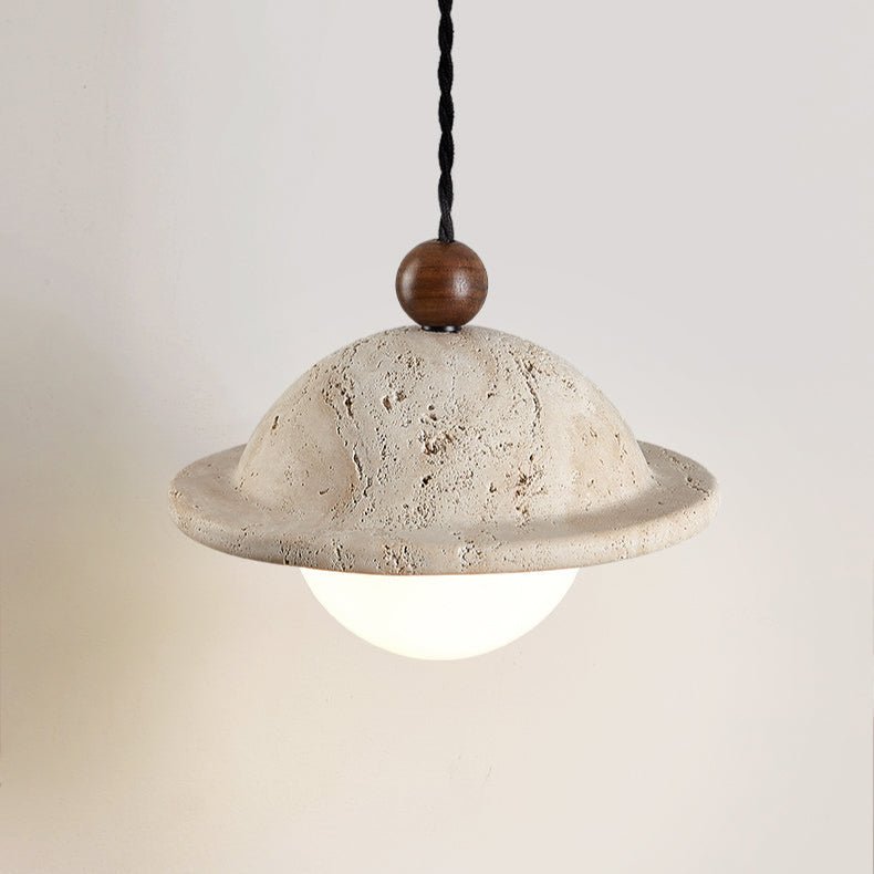 Travertine Saucer Pendant Light – Natural Stone Illumination for Modern Interiors