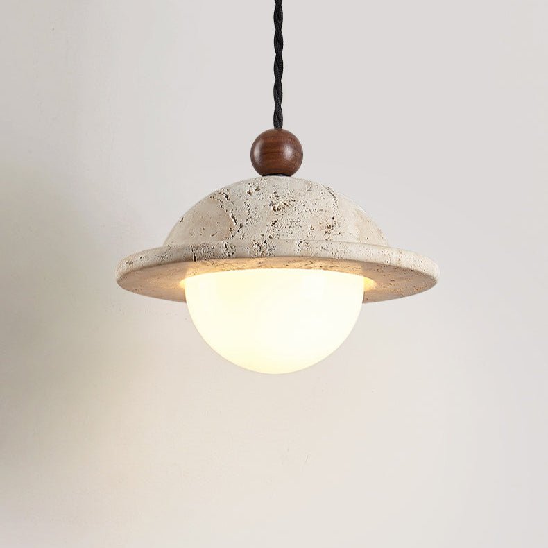 Travertine Saucer Pendant Light – Natural Stone Illumination for Modern Interiors