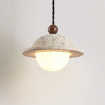 Travertine Saucer Pendant Light – Natural Stone Illumination for Modern Interiors