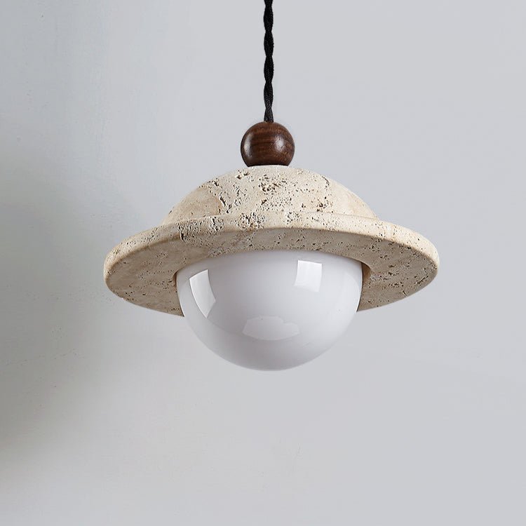 Travertine Saucer Pendant Light – Natural Stone Illumination for Modern Interiors
