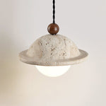 Travertine Saucer Pendant Light – Natural Stone Illumination for Modern Interiors