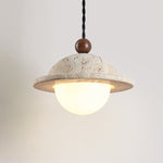 Travertine Saucer Pendant Light – Natural Stone Illumination for Modern Interiors