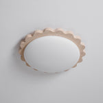 Travertine Scallop Edge Flush Mount Ceiling Light, Natural Stone LED