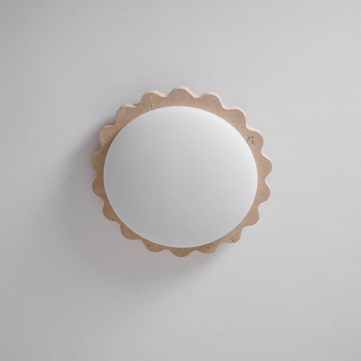 Travertine Scallop Edge Flush Mount Ceiling Light, Natural Stone LED
