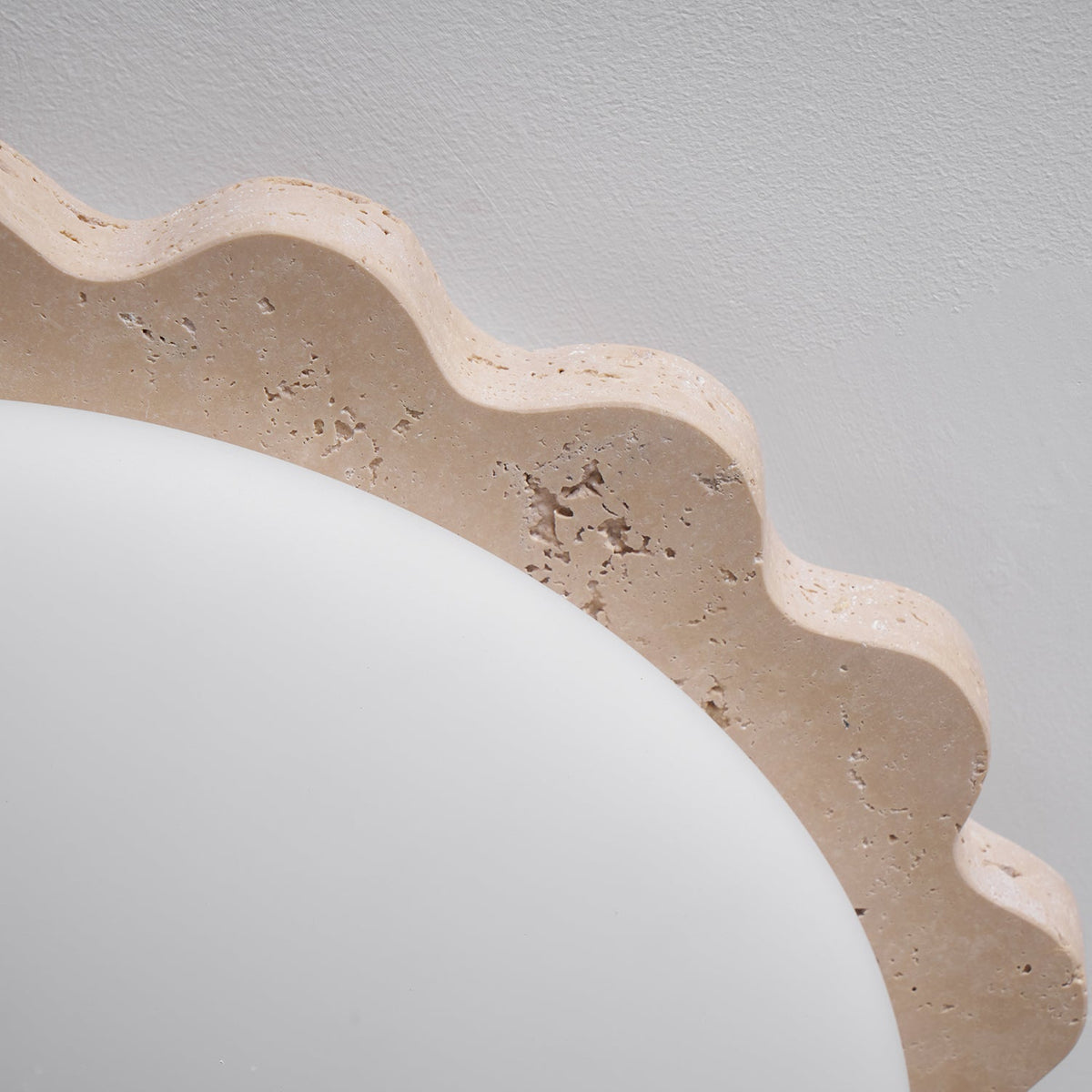 Travertine Scallop Edge Flush Mount Ceiling Light, Natural Stone LED