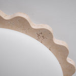 Travertine Scallop Edge Flush Mount Ceiling Light, Natural Stone LED