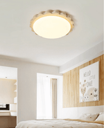 Travertine Scallop Edge Flush Mount Ceiling Light, Natural Stone LED