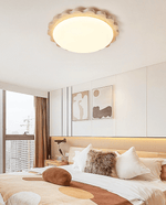 Travertine Scallop Edge Flush Mount Ceiling Light, Natural Stone LED