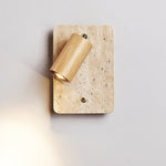 Travertine Spot Wall Sconce in Walnut Wood – Modern Stone Lighting