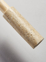 Travertine Stone Stick Pendant Light, Natural Wood Accent, Modern Minimalist Hanging Lamp