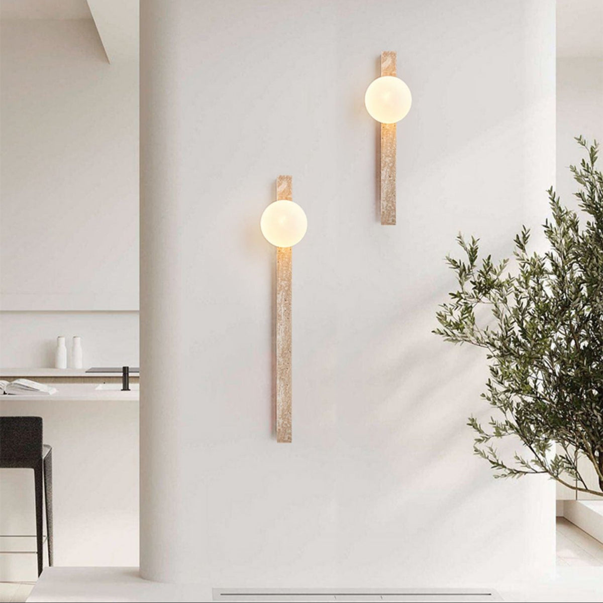 Travertine Wall Sconce with Up and Down Lighting