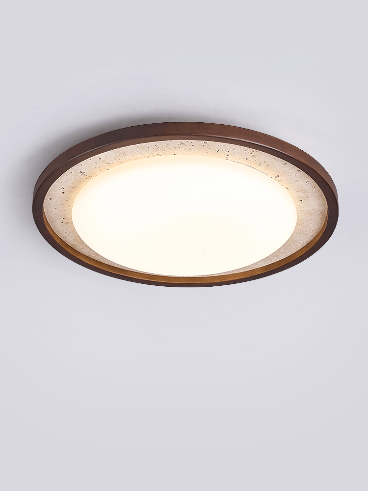 Travertine Wood LED Flush Mount Ceiling Light for Modern Interiors