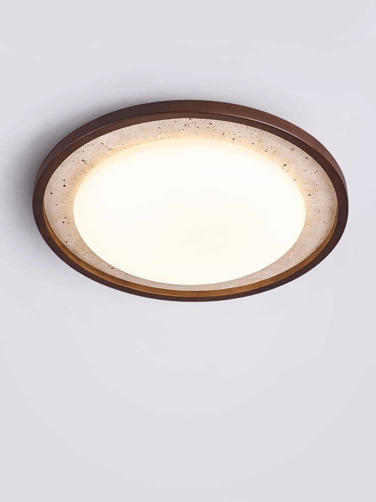 Travertine Wood LED Flush Mount Ceiling Light for Modern Interiors