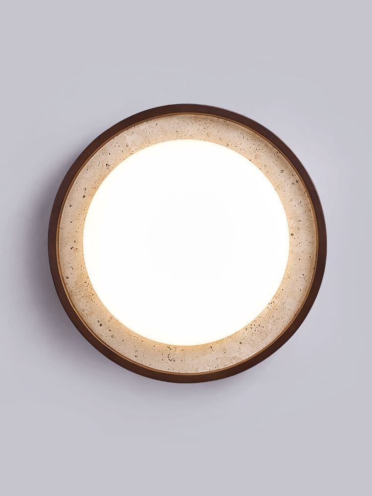 Travertine Wood LED Flush Mount Ceiling Light for Modern Interiors