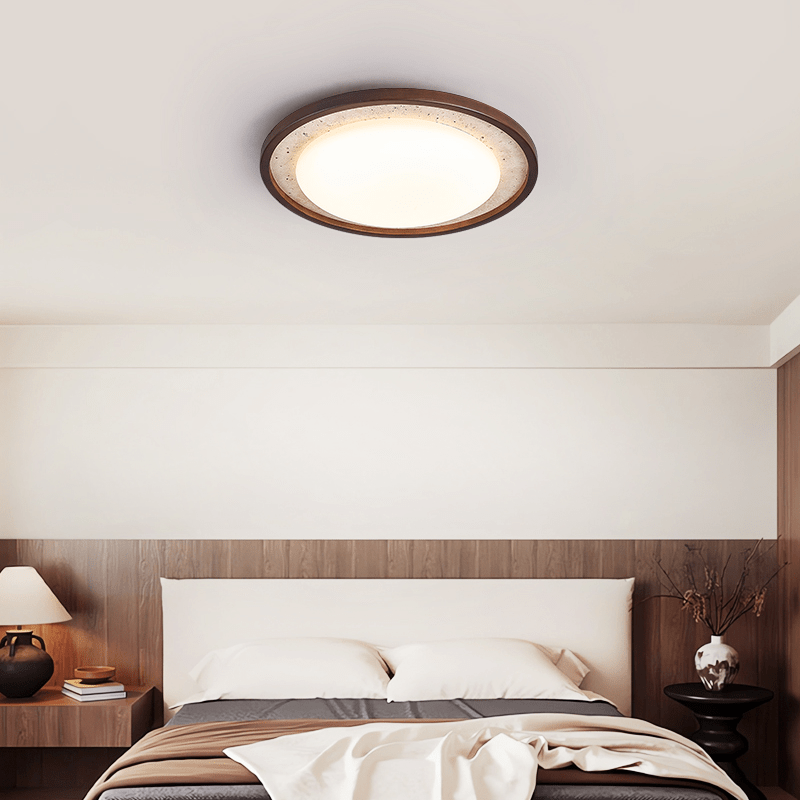 Travertine Wood LED Flush Mount Ceiling Light for Modern Interiors