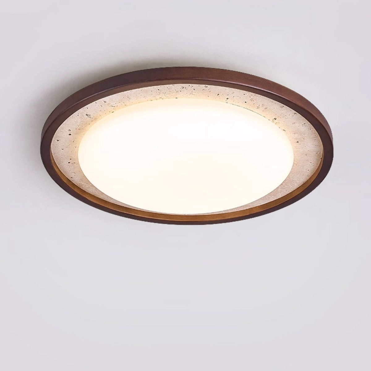 Travertine Wood LED Flush Mount Ceiling Light for Modern Interiors