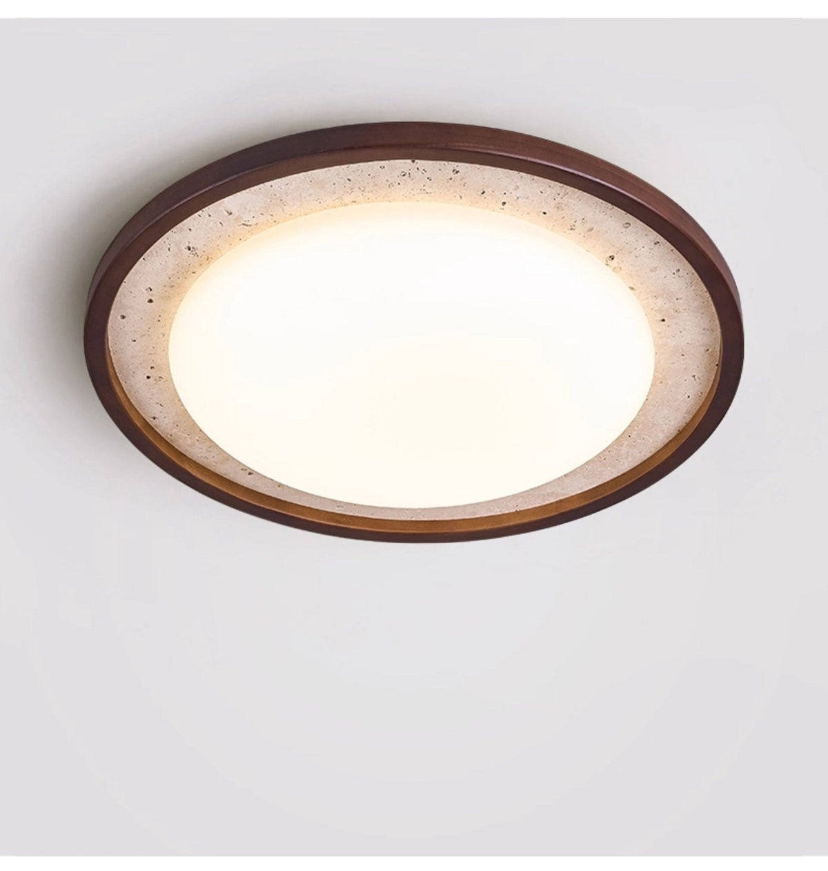 Travertine Wood LED Flush Mount Ceiling Light for Modern Interiors