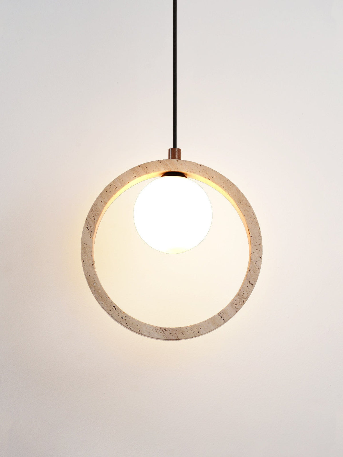 Travira Halo Pendant Light in Natural Travertine