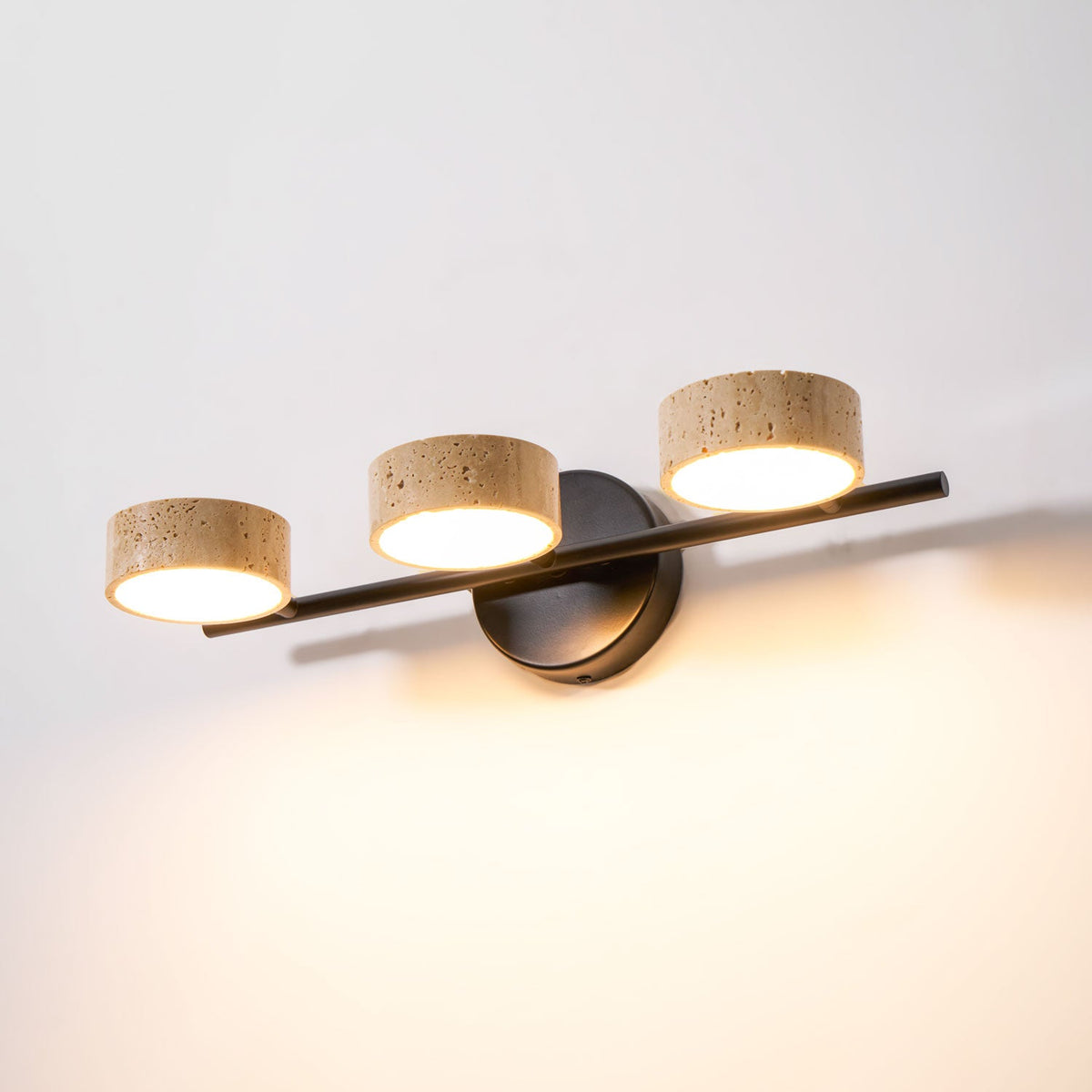 Traviso Beam Vanity Light – Travertine LED Wall Sconce, Modern Minimalist Bathroom Lighting