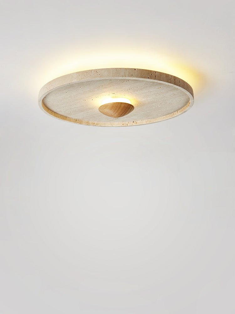 Traviso Halo Travertine LED Ceiling Light in Yellow Travertine