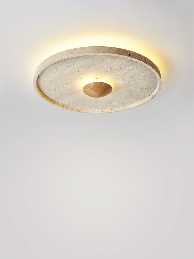 Traviso Halo Travertine LED Ceiling Light in Yellow Travertine